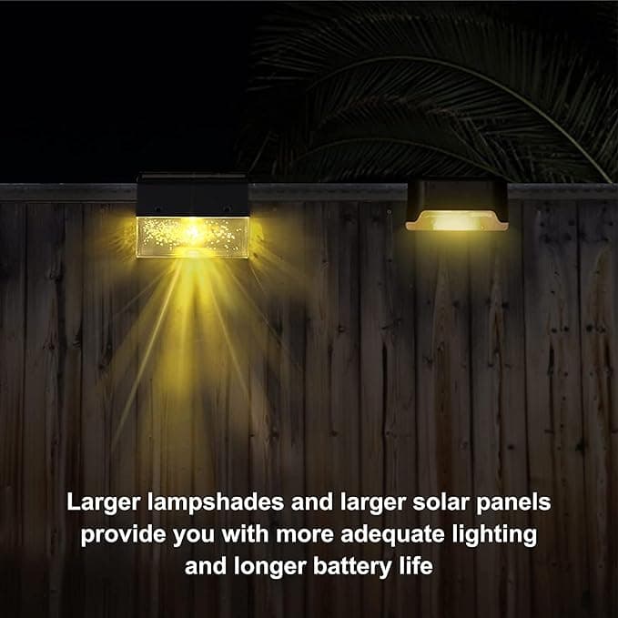 Brehn | Solar Deck Lights 4er Set, Solar Stufenlichter Außen, Warmweiß/Farbwechselnde Solarzaunleuchte für Terrasse Garten Hof
