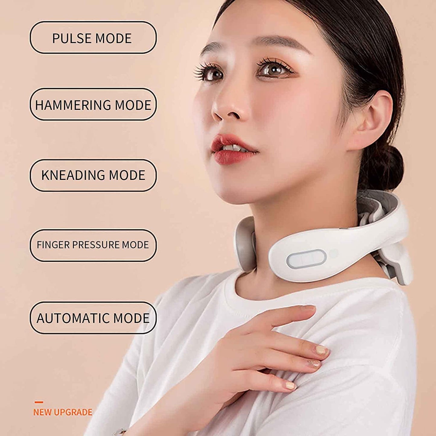 Brehn | Nackenmassager mit Wärme, Schmerztherapie, intelligenter Nackenmassager, 4 Massageköpfe tragbarer Tiefengewebs-Triggerpunkt-Massager