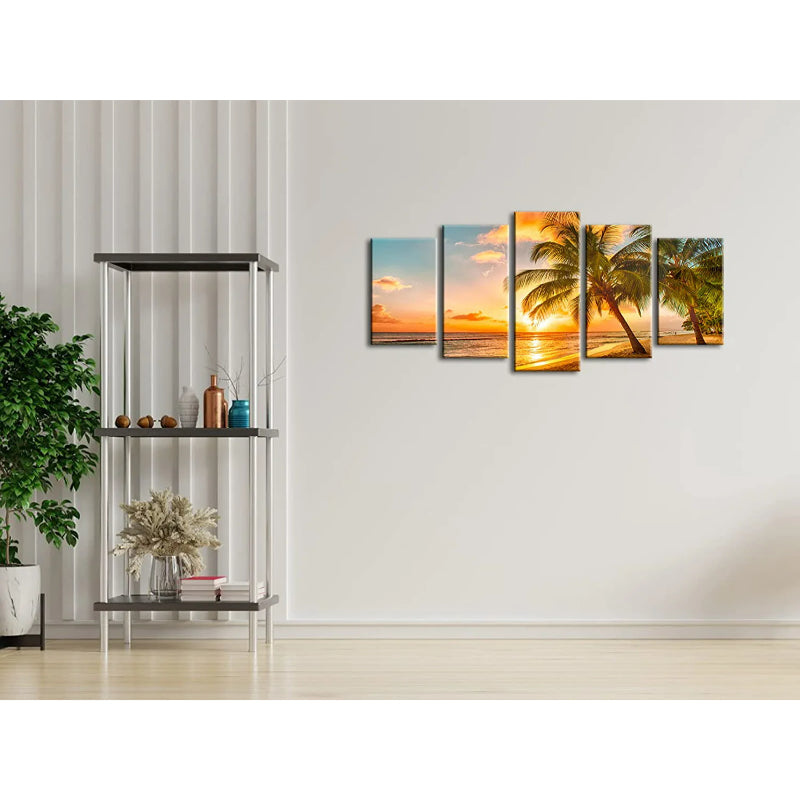 Set mit 5 gemütlichen Meeresmotiven auf Leinwand