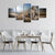 Set mit 5 Löwenmotiven als Wandbilder auf Leinwand