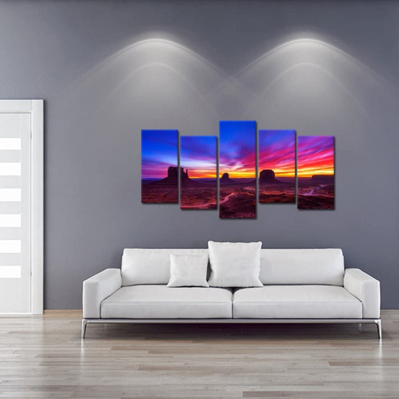 Set aus 5 Wandbildern „Sunrise Monument Valley“