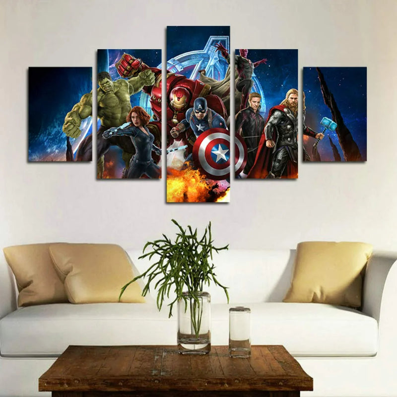 Set mit 5 Avengers-Superhelden-Wandleinwänden