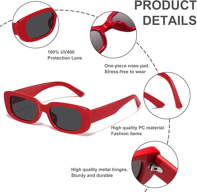 Retro rechteckige Y2K Sonnenbrille - Aria | Brehn