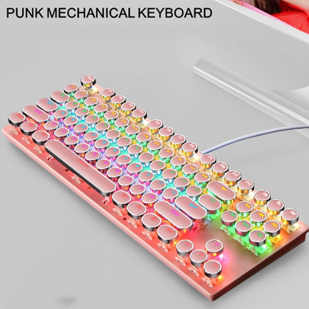 Mechanische Gaming-Tastatur mit 87 Tasten, RGB-Hintergrundbeleuchtung und blauen Schaltern
