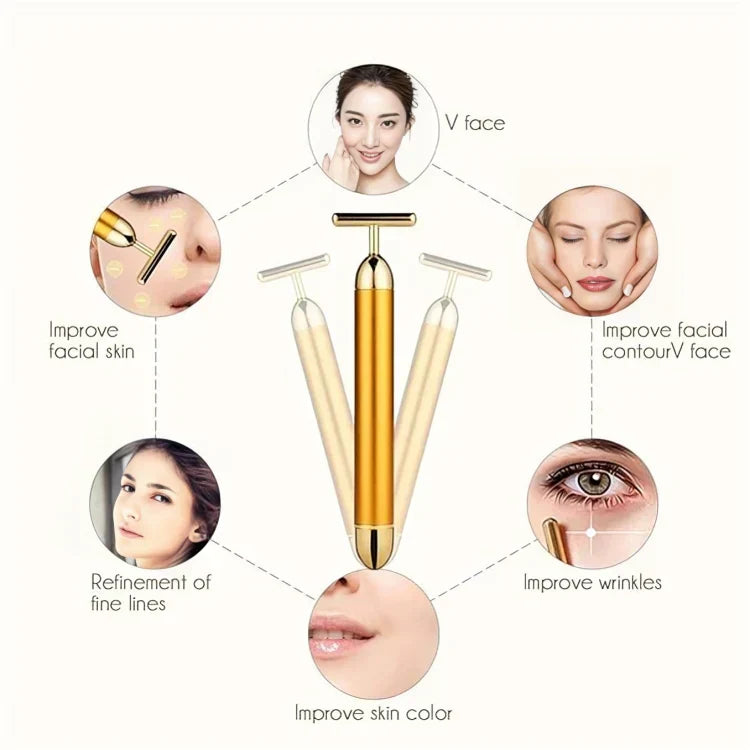 Brehn | GildedGlow Luxus Gesichtsmassage Roller | Beleben Sie Ihre Haut mit einem elektrischen Massagegerät mit 24K Gold für einen strahlenden Teint