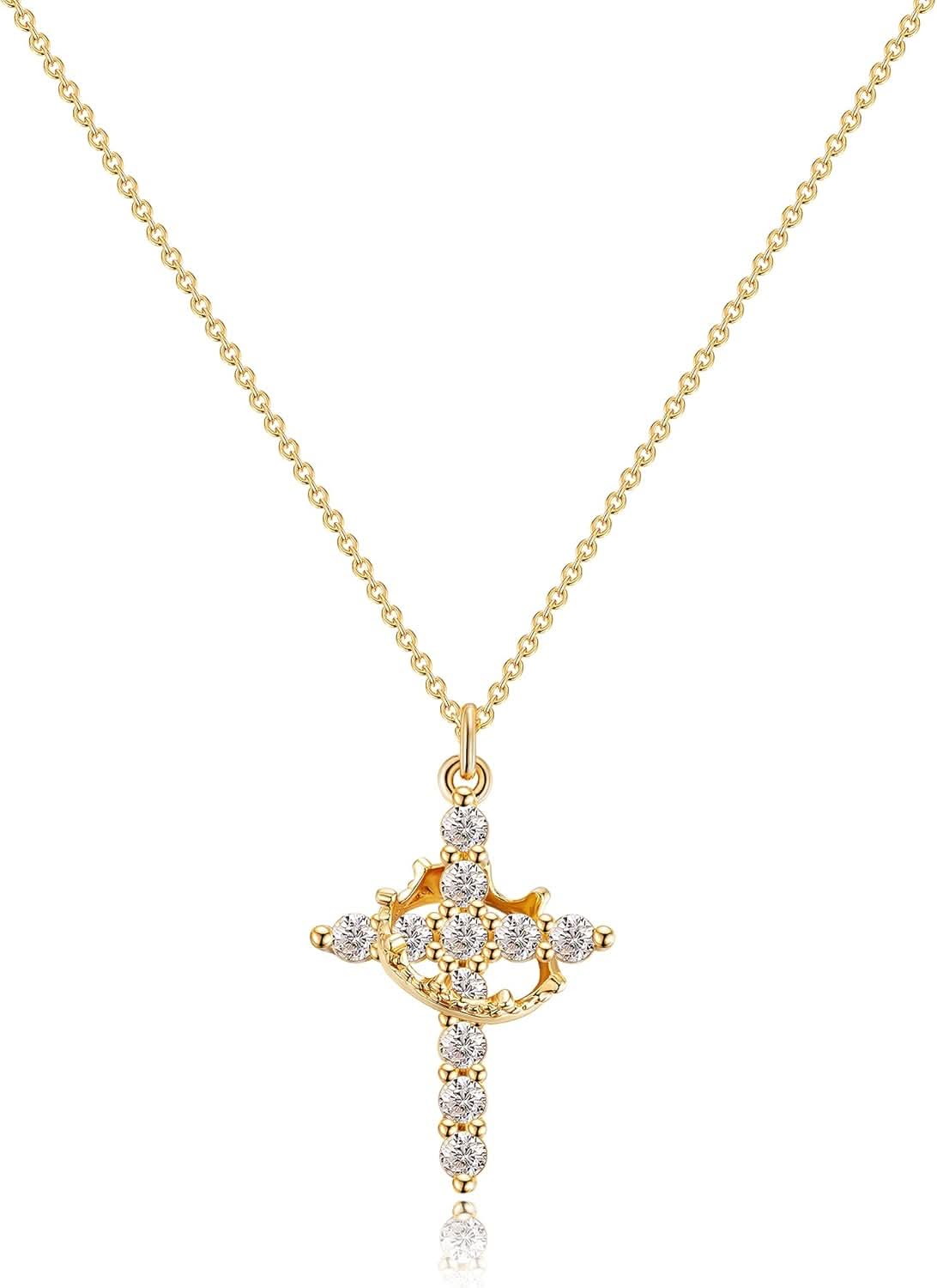 Brehn | Elegante 18K Gold Cubic Zirconia Kreuzkette