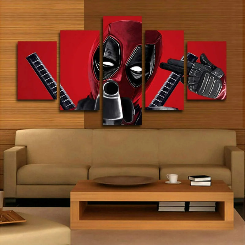 Set mit 5 Deadpool-Wandbildern