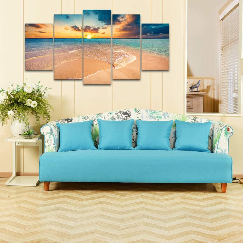 Set aus 5 Wandbildern mit Strand-Sonnenuntergangsmotiven