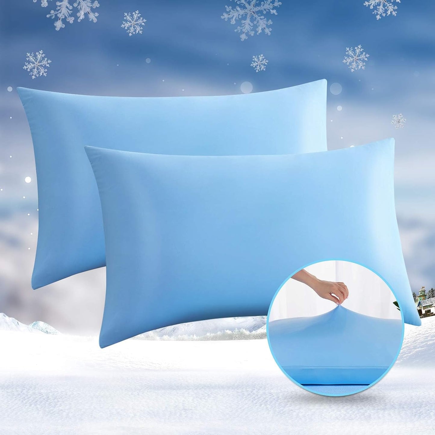2-Pack Premium Seidige Super Kühlende Blau Kissenbezüge – Extreme Q-Max 0.5 | Brehn
