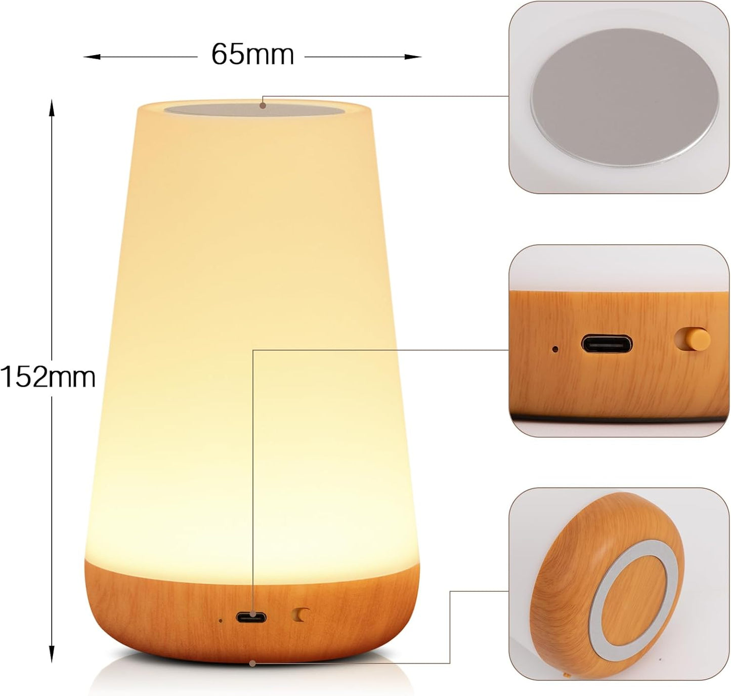Brehn | Nachttischlampe, LED Touch Tischlampe, 13 RGB Farben wechselnd