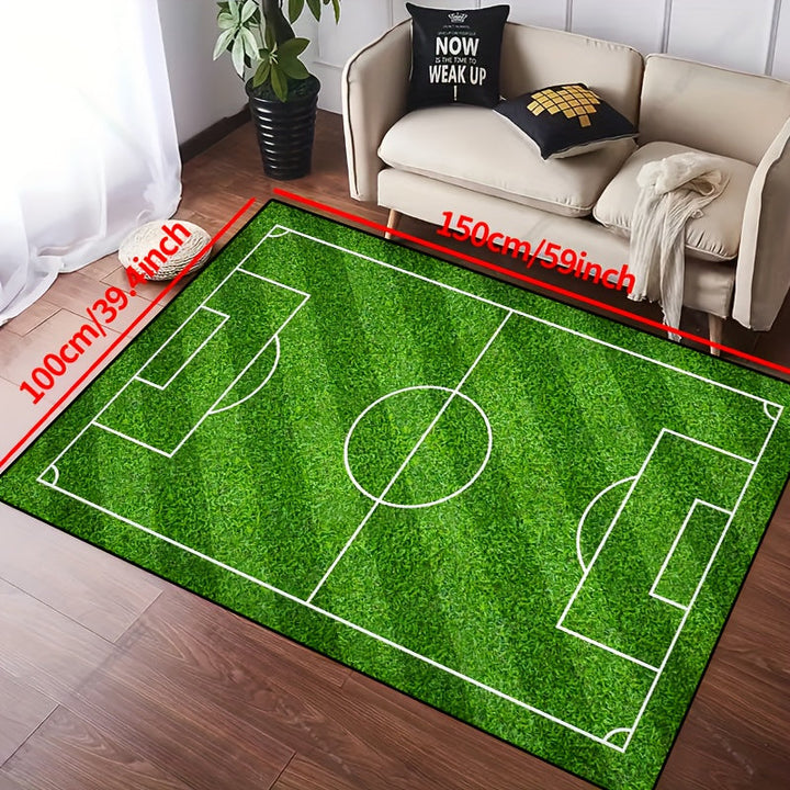 Vivolux | Fußballfeld Muster Teppich - rutschfester waschbarer Lounge-Matten für Wohnzimmer, Schlafzimmer, Garten oder Gaming-Zimmer