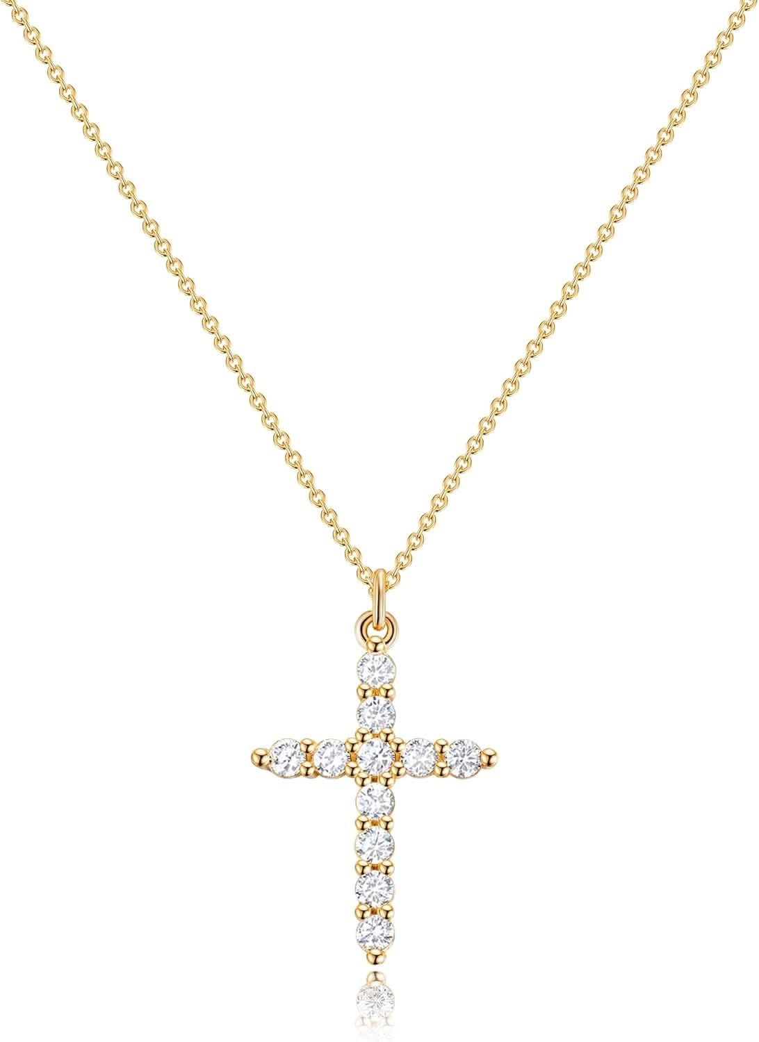 Brehn | Elegante 18K Gold Cubic Zirconia Kreuzkette