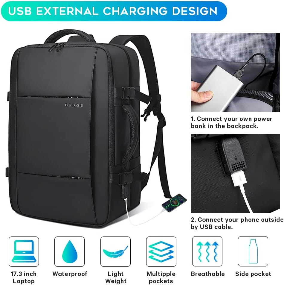 Erweiterbarer 26–45L wasserdichter Reisen-Rucksack mit Laptop-Fach & Duffle-Trage | Brehn