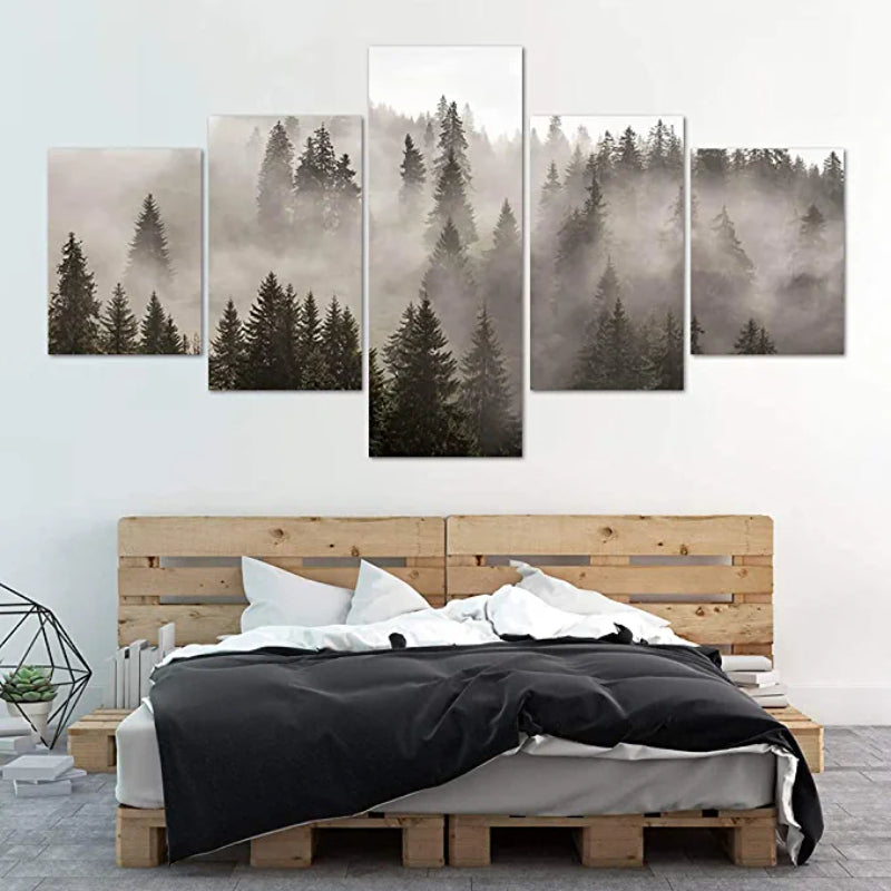5 Stücke Waldlandschaft Kunstwerk Leinwand Gemälde