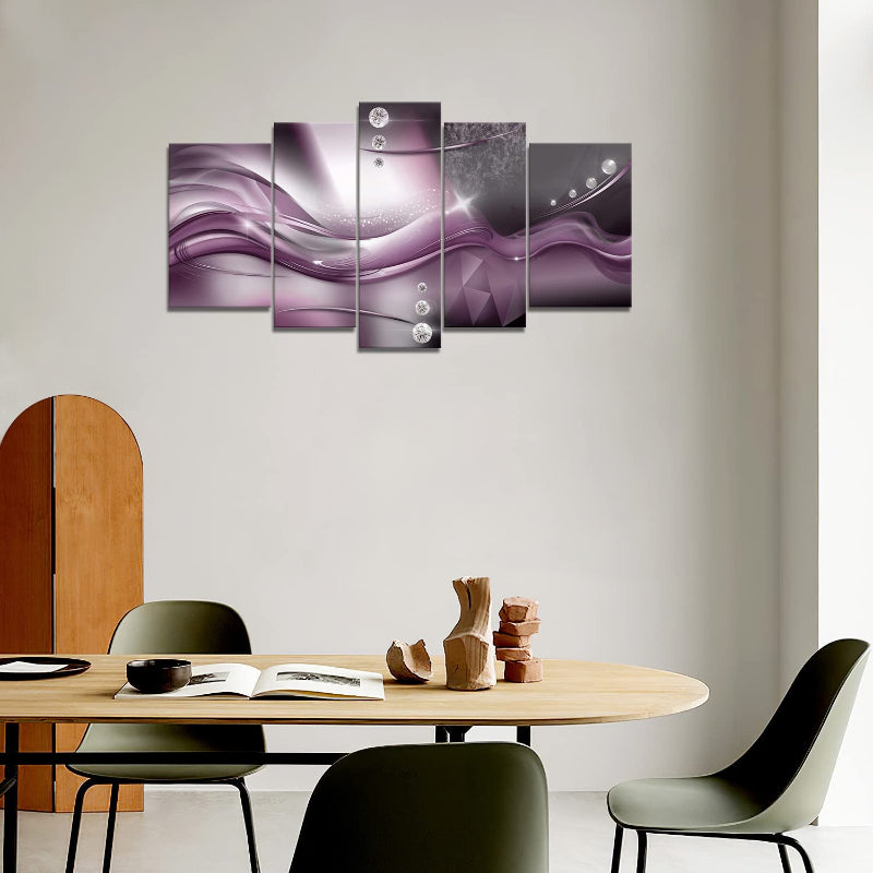 Set mit 5 lila Wandbildern