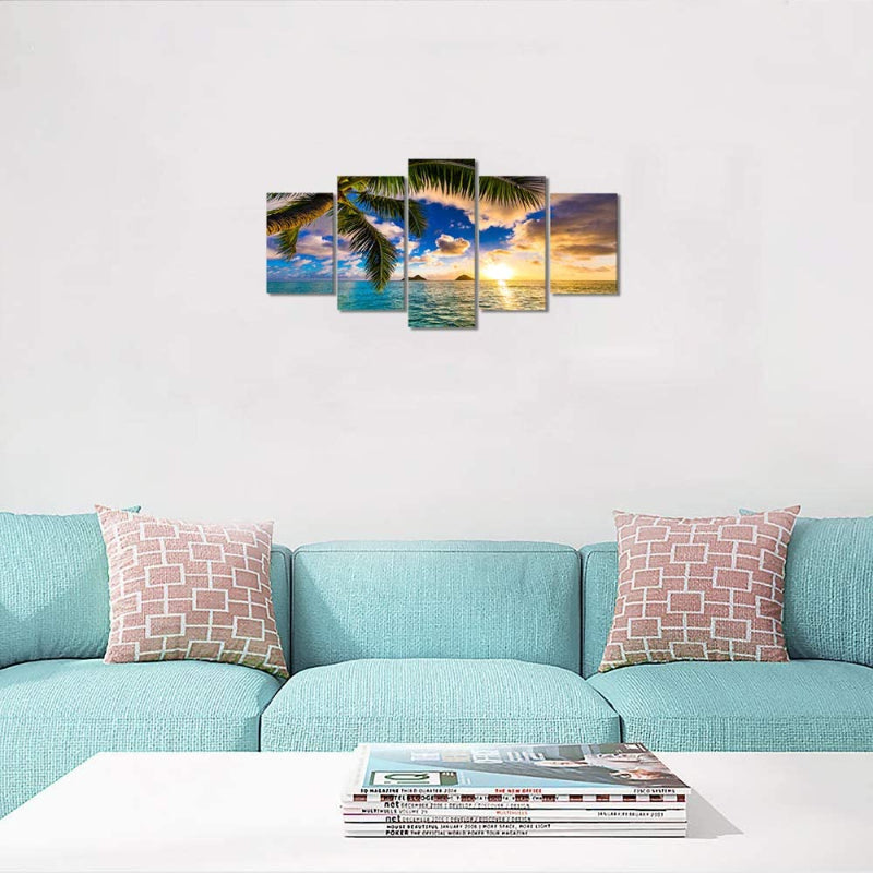 5-teiliges Strand Sonnenuntergang Leinwand Wandkunst Gemälde