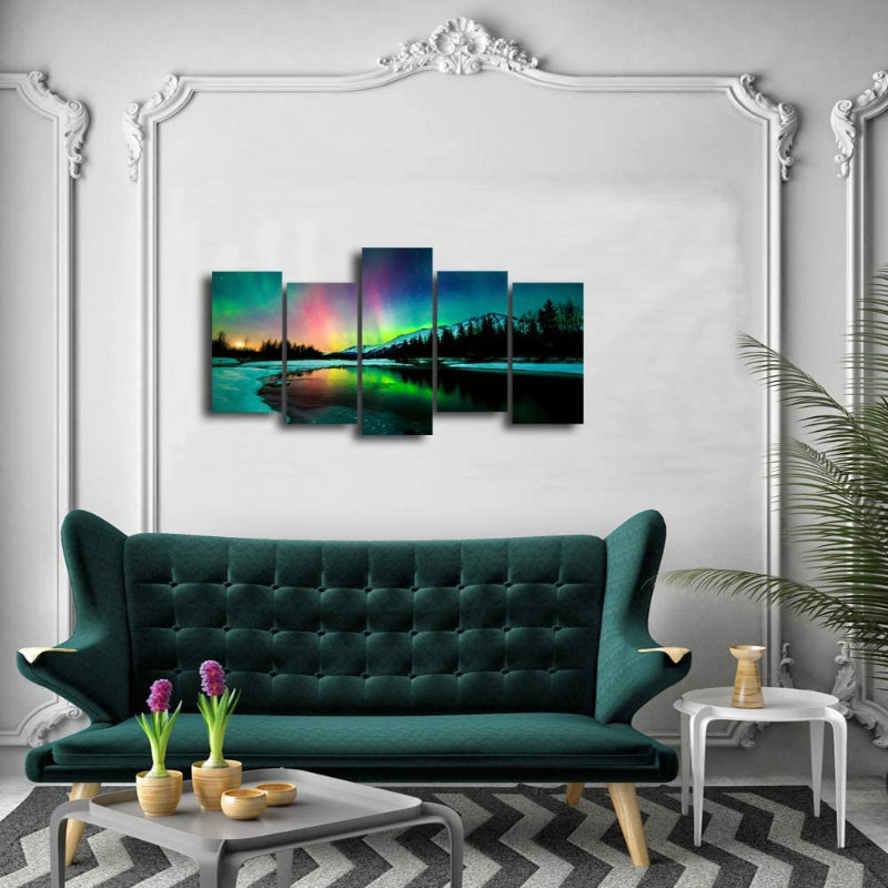 5-teiliges Aurora-Leinwand-Wandkunstgemälde