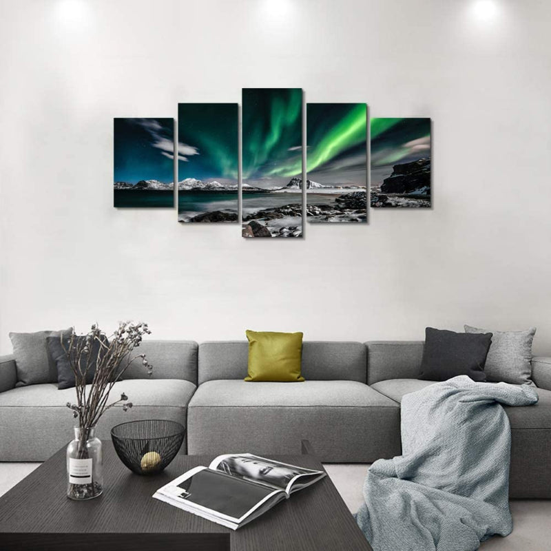 5-teilige Aurora Landschaft Leinwand Wandkunst Malerei
