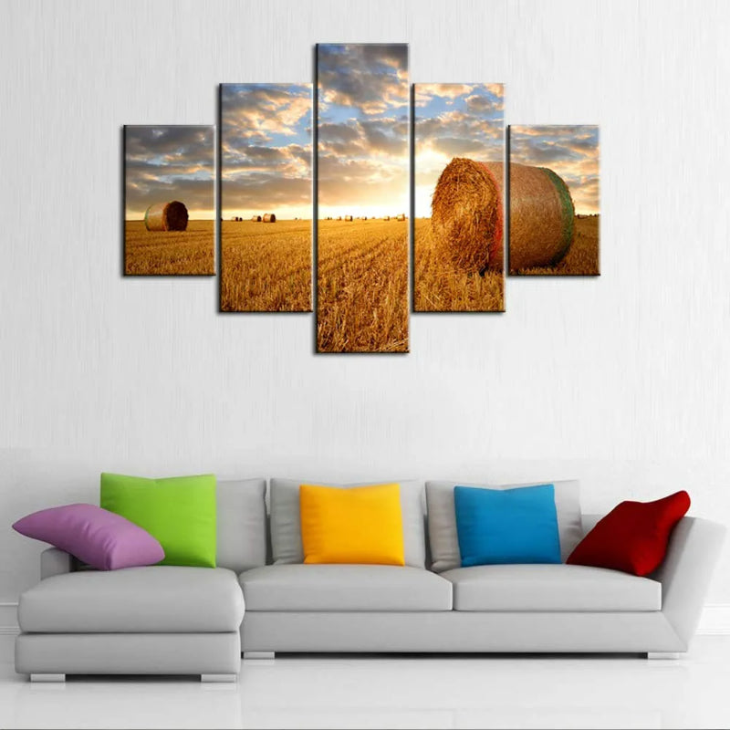 Set mit 5 dekorativen Leinwänden „Sonnenuntergangs-Landschaft“
