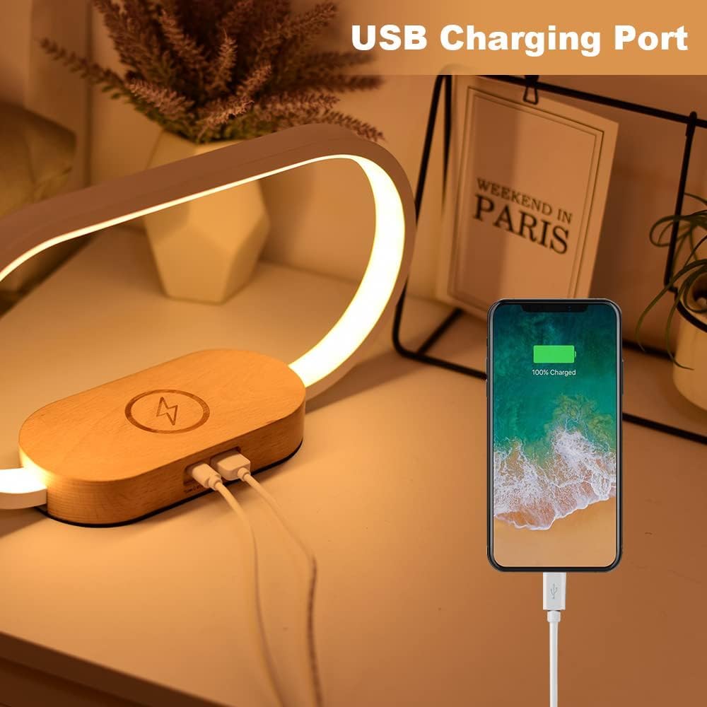Brehn | Drahtlose Lade-Nachttischlampe mit Uhr – Lumora