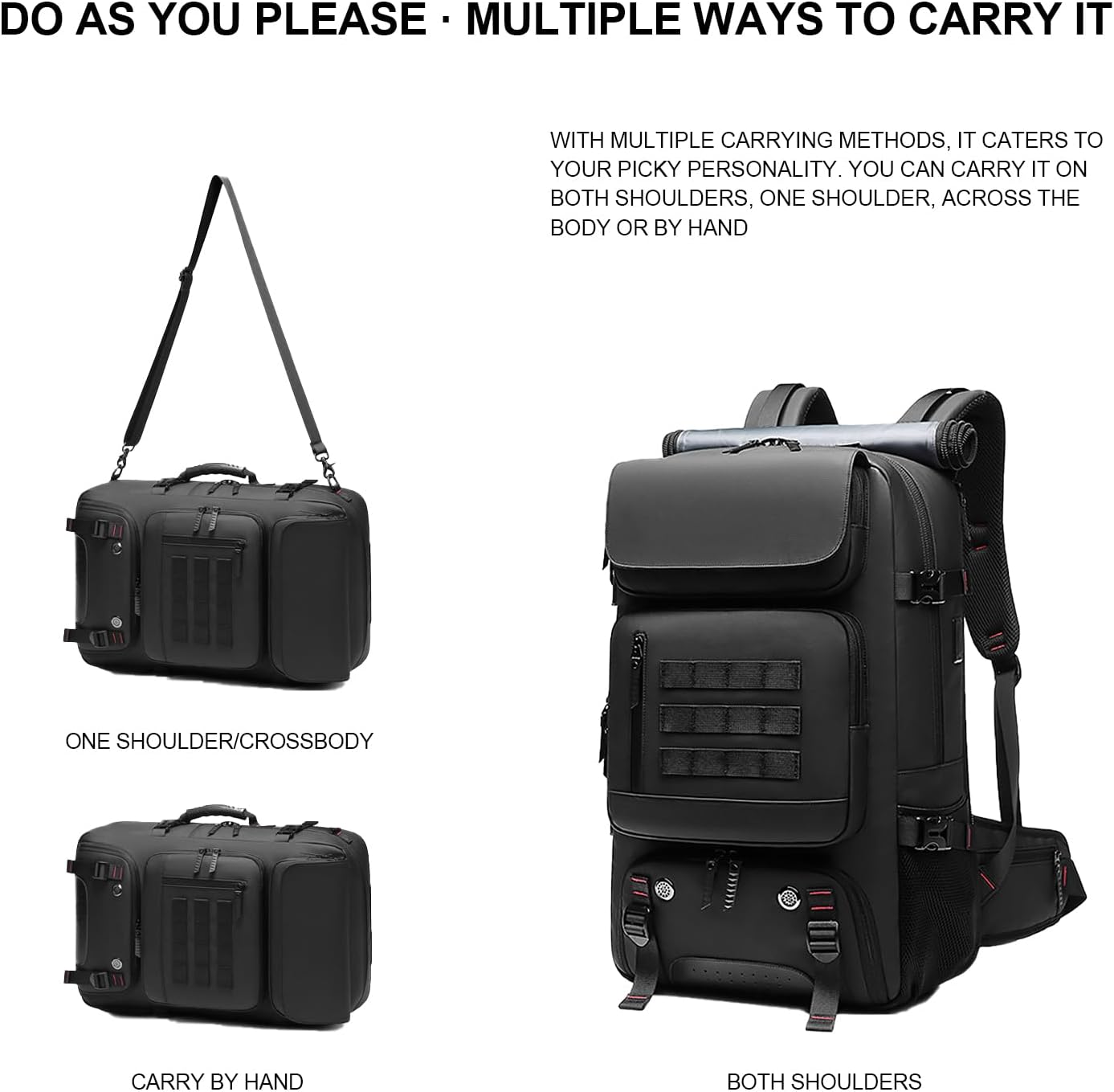 50L wasserdichte Reise-Rucksack mit Schuhfach & USB-Anschluss | Brehn