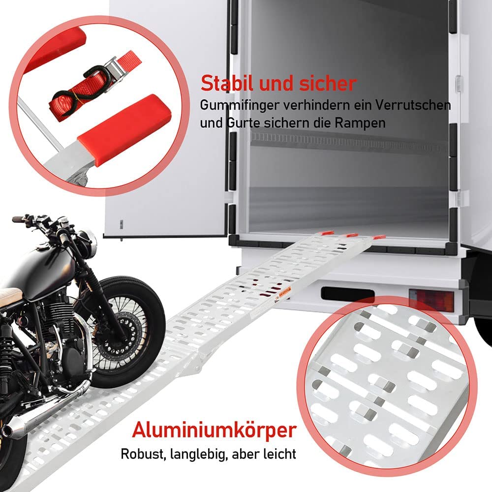 Auffahrrampe Klappbar 340kg Faltbare Alu Verladerampe Motorrad | Brehn