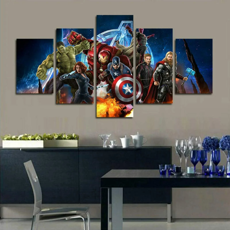 Set mit 5 Avengers-Superhelden-Wandleinwänden
