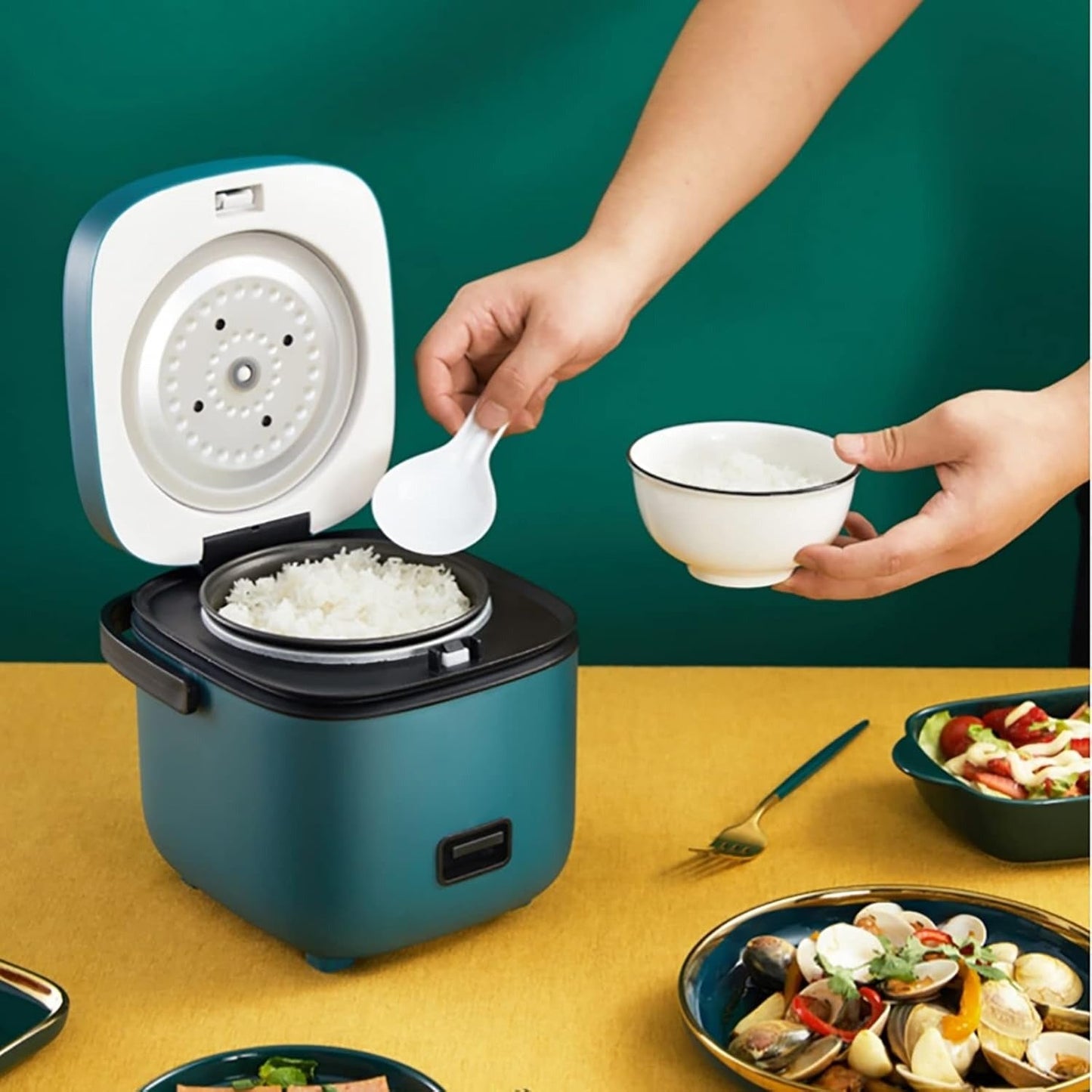 MiniChef 1,2L Reiskocher – Kompakter Multikocher mit Dampfgarfunktion und Ein-Knopf-Steuerung | Brehn