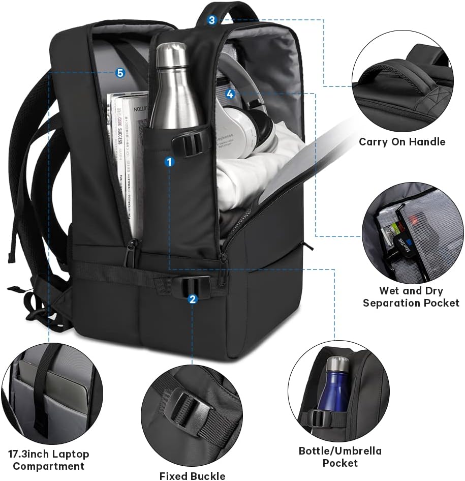 Erweiterbarer 26–45L wasserdichter Reisen-Rucksack mit Laptop-Fach & Duffle-Trage | Brehn