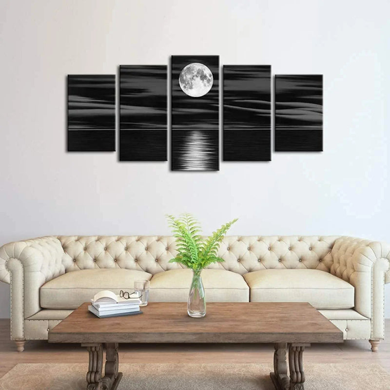 Set mit 5 dekorativen Leinwandbildern zum Thema Vollmond