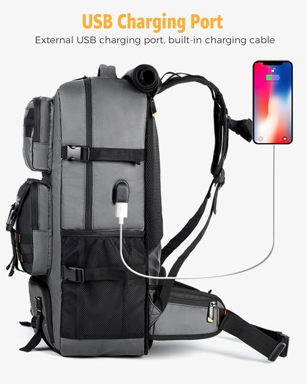 50L Flugbereiter Umwandelbarer Reise-Rucksack mit Schuhfach & USB-Anschluss | Brehn