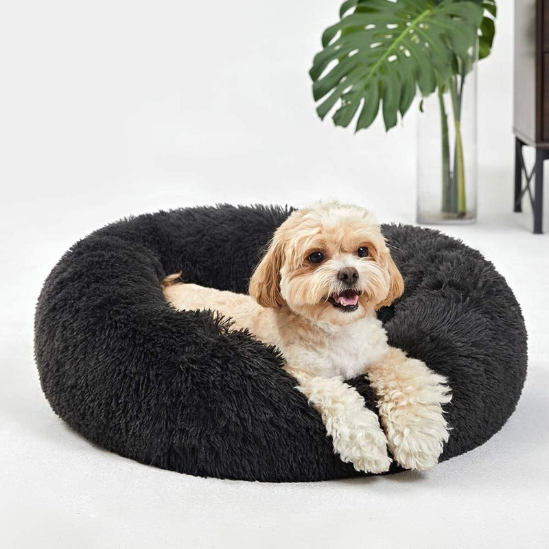 Brehn | Runder Plüsch Beruhigender Donut Hundebett für kleine bis große Hunde