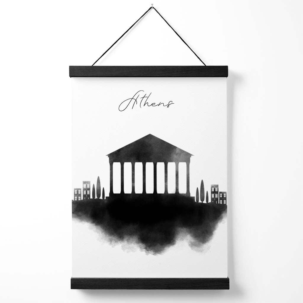 Athener Stadtposter mit Aquarell-Skyline und Aufhänger