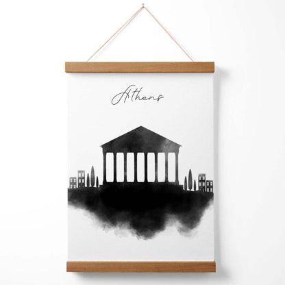 Athener Stadtposter mit Aquarell-Skyline und Aufhänger