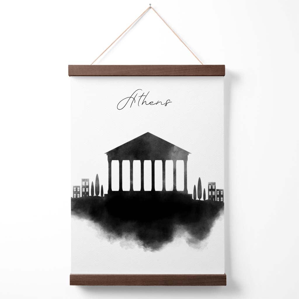 Athener Stadtposter mit Aquarell-Skyline und Aufhänger