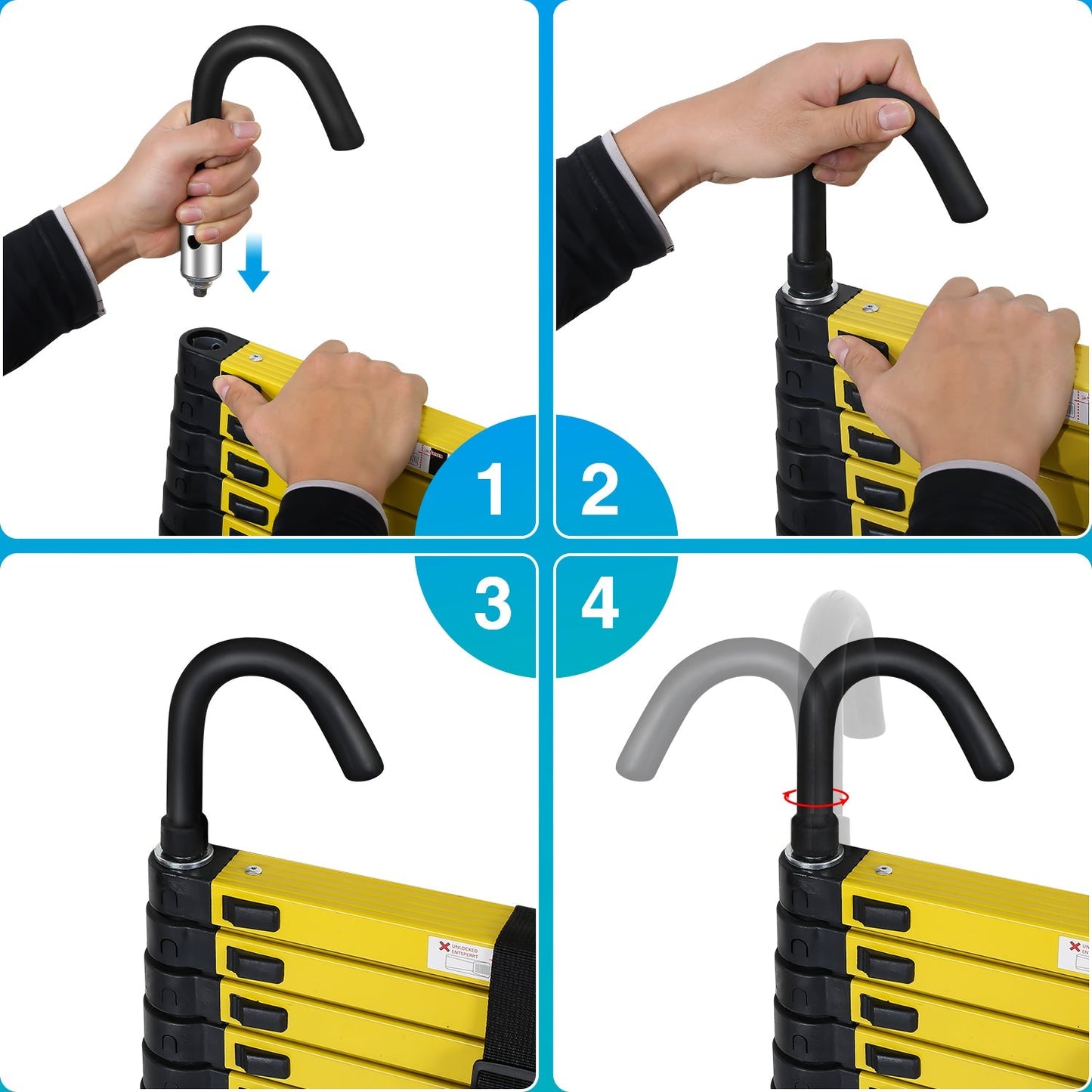Teleskopleiter Aluminium mit Abnehmbarem Haken | Brehn