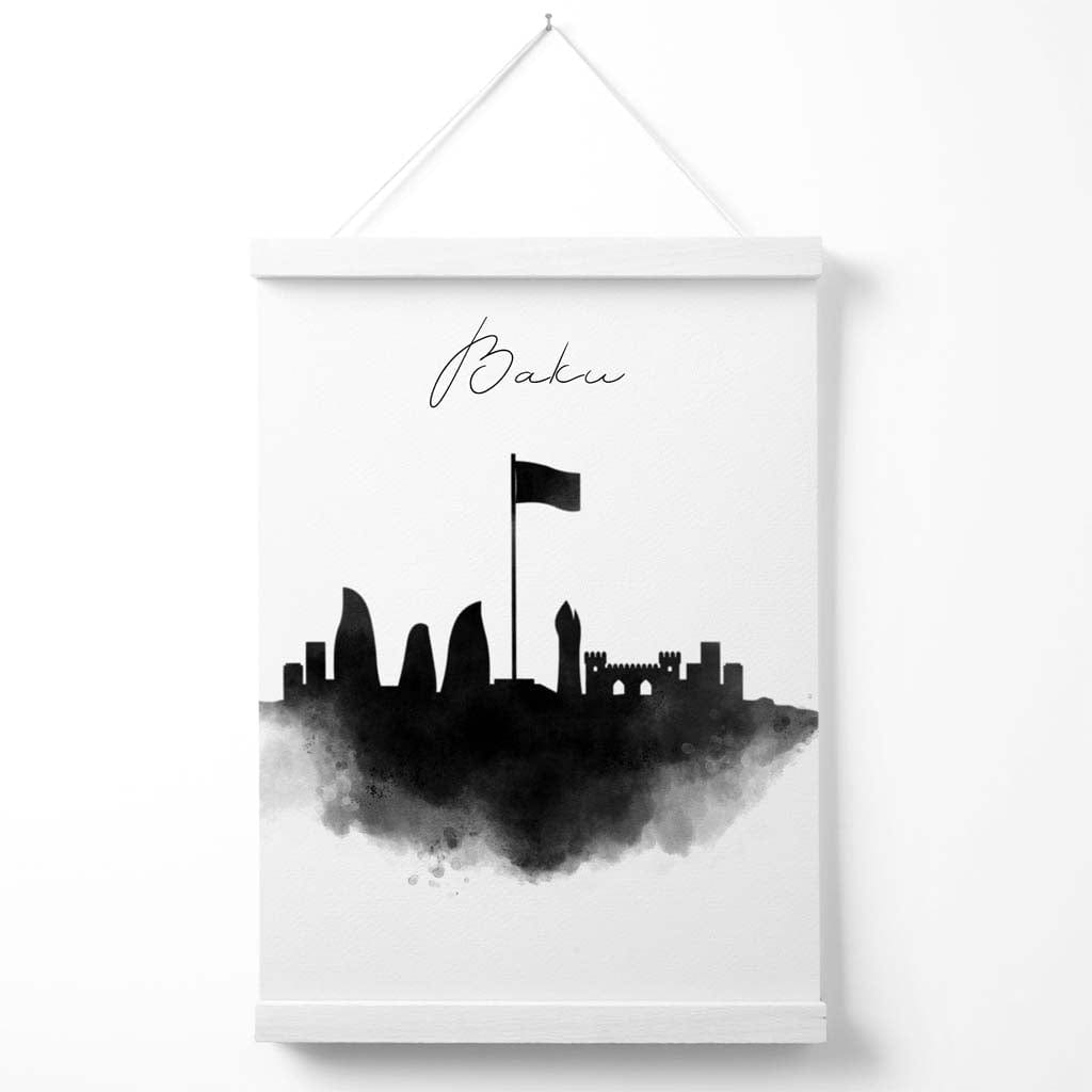 Baku-Aquarell-Skyline-Stadtposter mit Aufhänger
