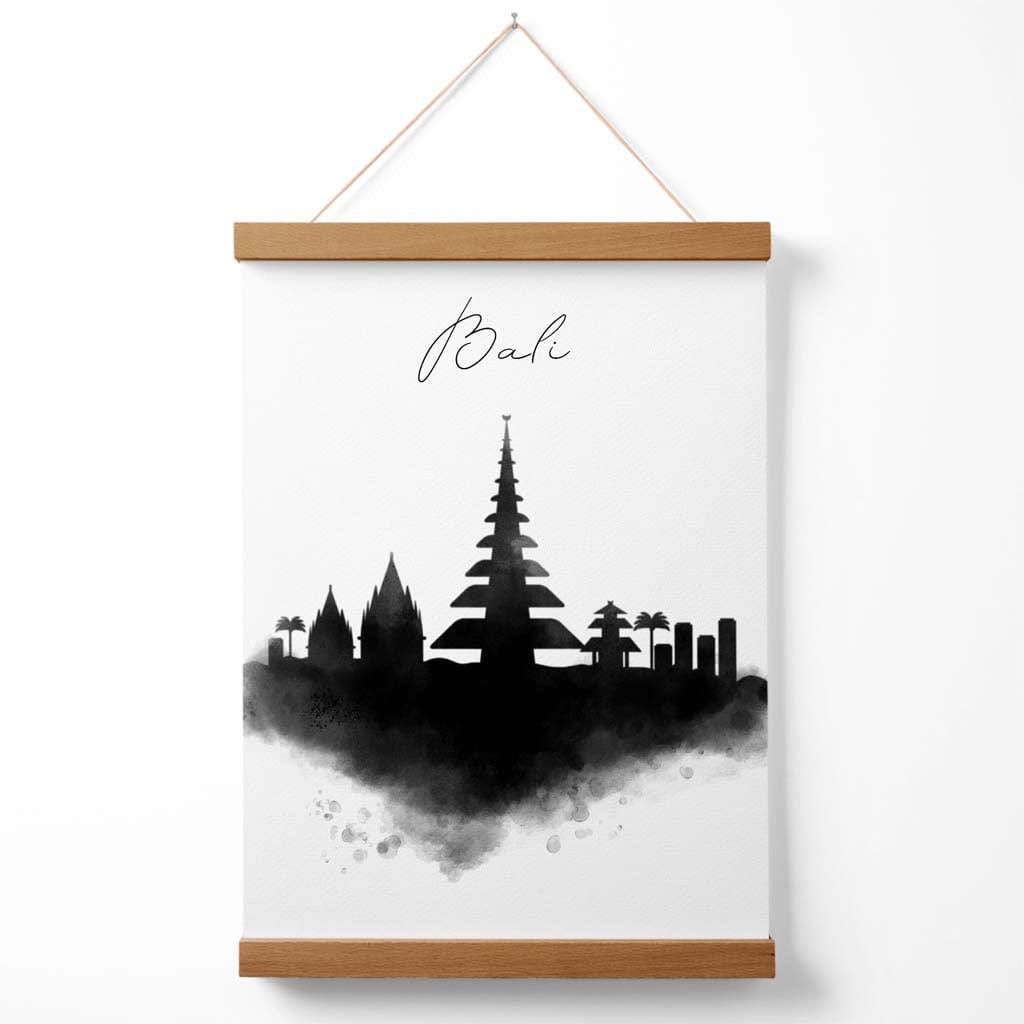 Bali-Aquarell-Skyline-Stadtposter mit Aufhänger