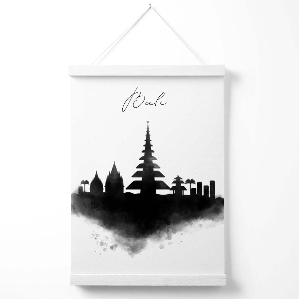 Bali-Aquarell-Skyline-Stadtposter mit Aufhänger