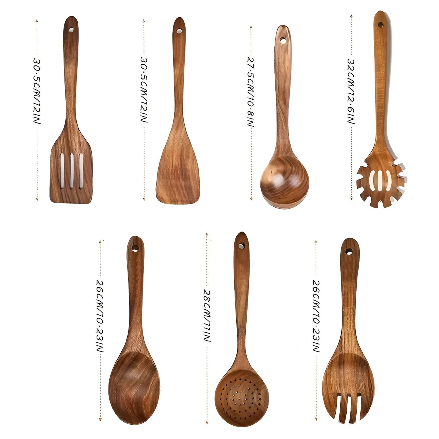 7-teiliges Holz-Küchenutensilien-Set für Töpfe und tägliches Kochen | Brehn