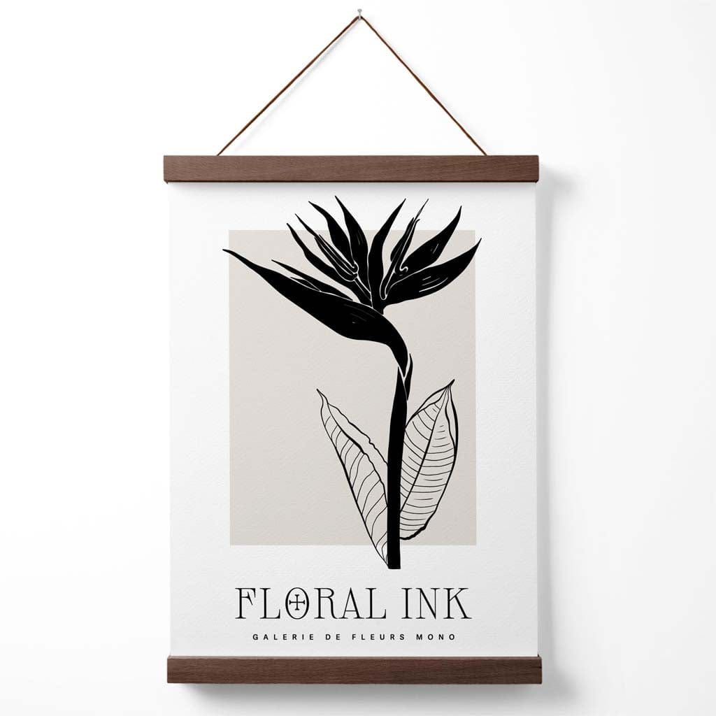 Paradiesvogelblume, florales Tuschezeichnung-Poster mit Aufhänger