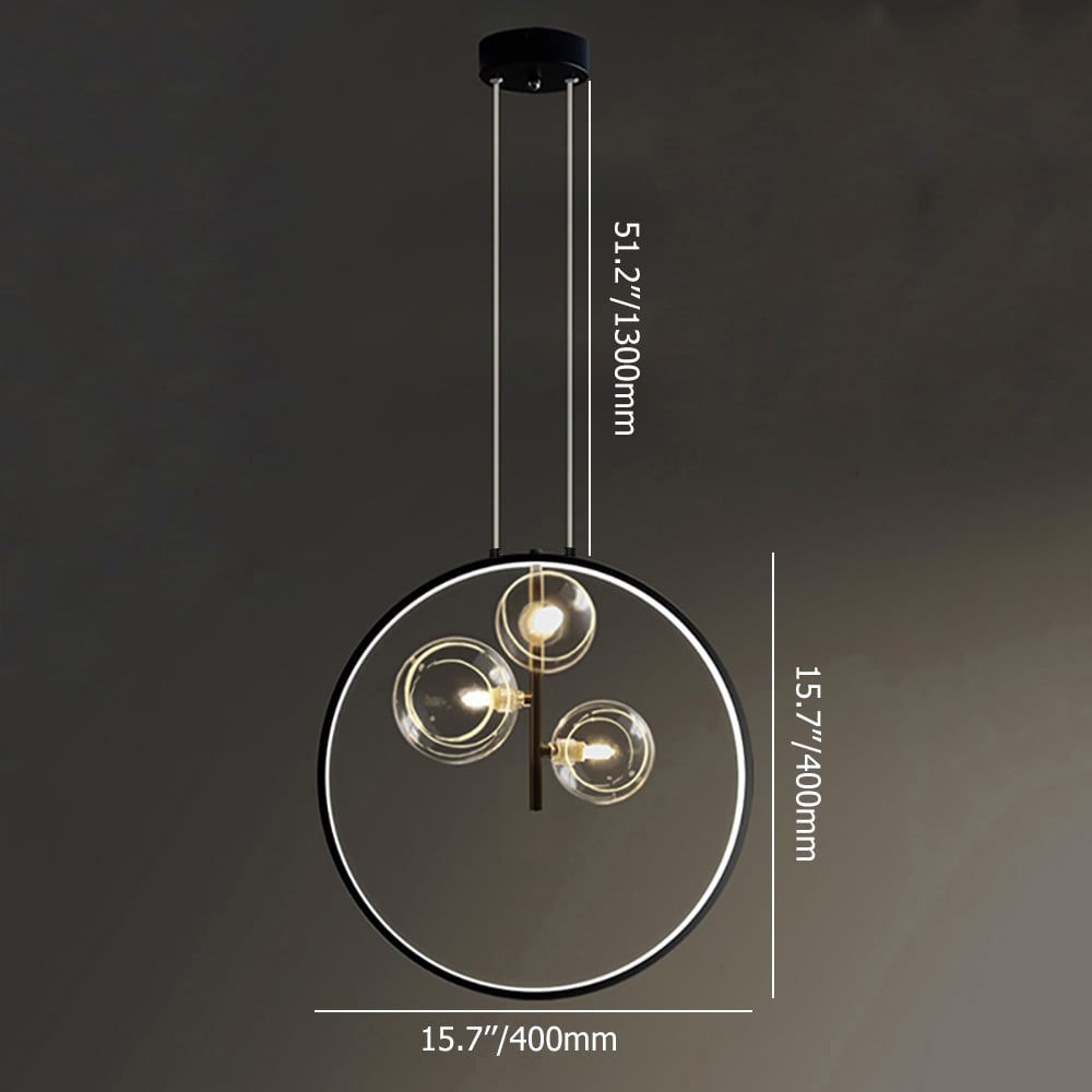 Brehn | Minimalistische Glasballen Pendelleuchte Schwarz