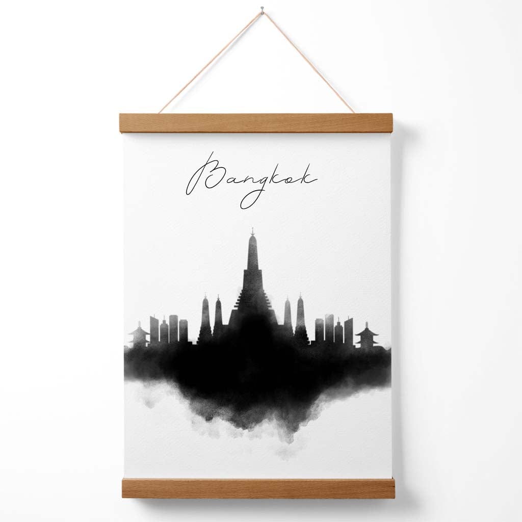 Bangkok-Aquarell-Skyline-Stadtposter mit Aufhänger