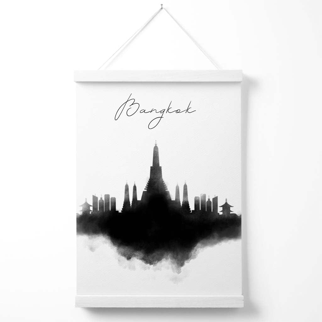 Bangkok-Aquarell-Skyline-Stadtposter mit Aufhänger