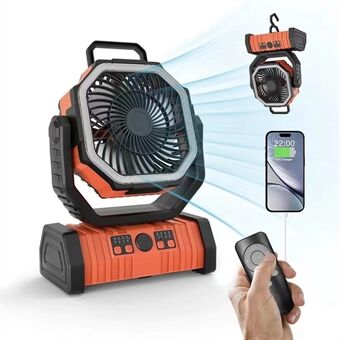 PowerBreeze Campingventilator mit LED & Powerbank – 20000mAh, drehbar & wiederaufladbar | Brehn