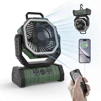 PowerBreeze Campingventilator mit LED & Powerbank – 20000mAh, drehbar & wiederaufladbar | Brehn