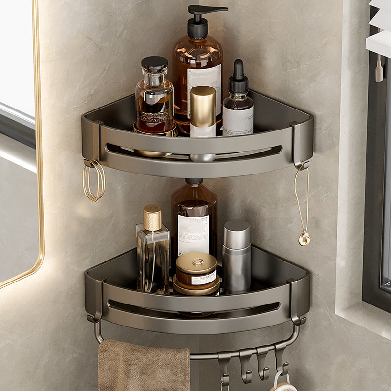 Zeitgenössisches Aluminium Badezimmer Zubehör Set Graue Badablage