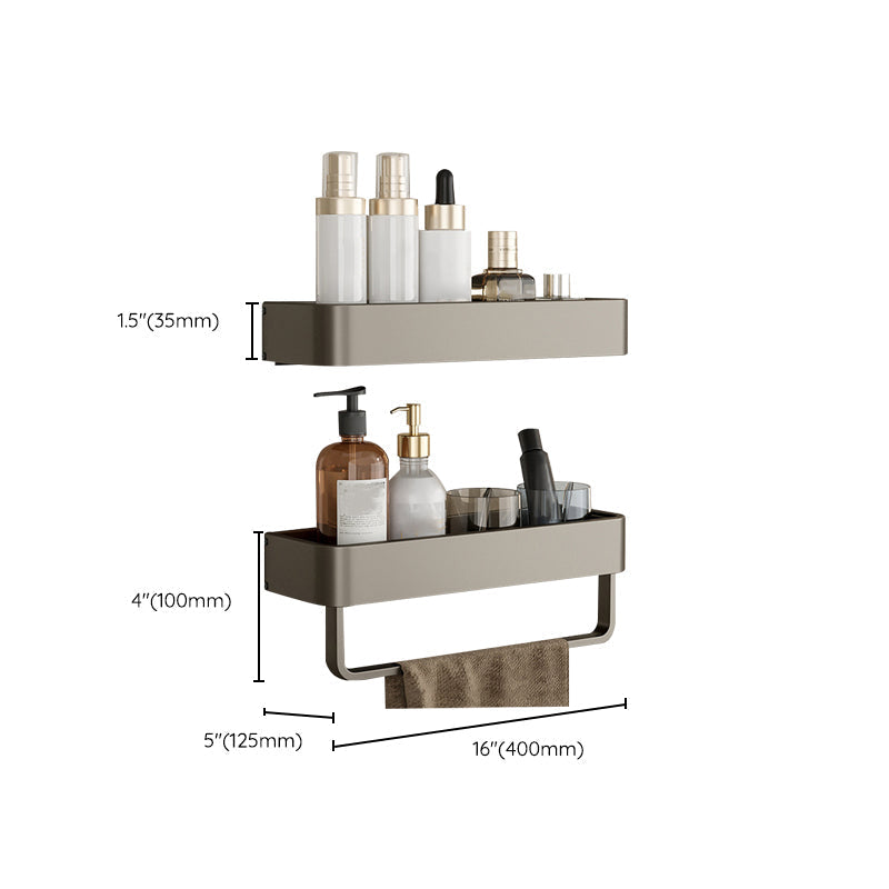 Zeitgenössisches Aluminium Badezimmer Zubehör Set Graue Badablage