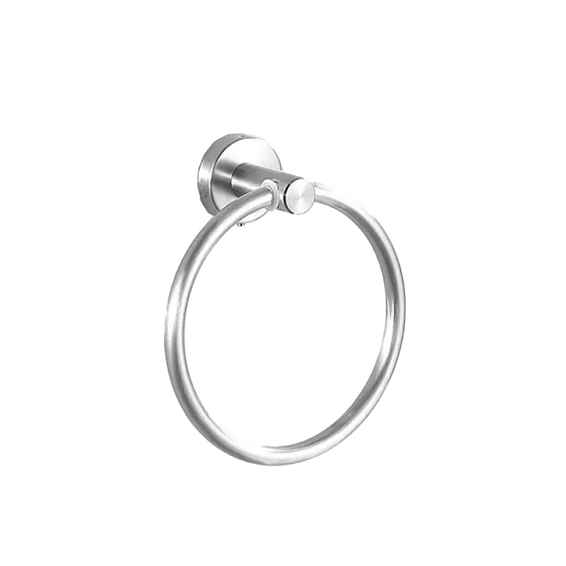 Modernes Badzubehör Set aus gebürstetem Edelstahl verchromt Handtuchstange/Ring & Bademantelhaken