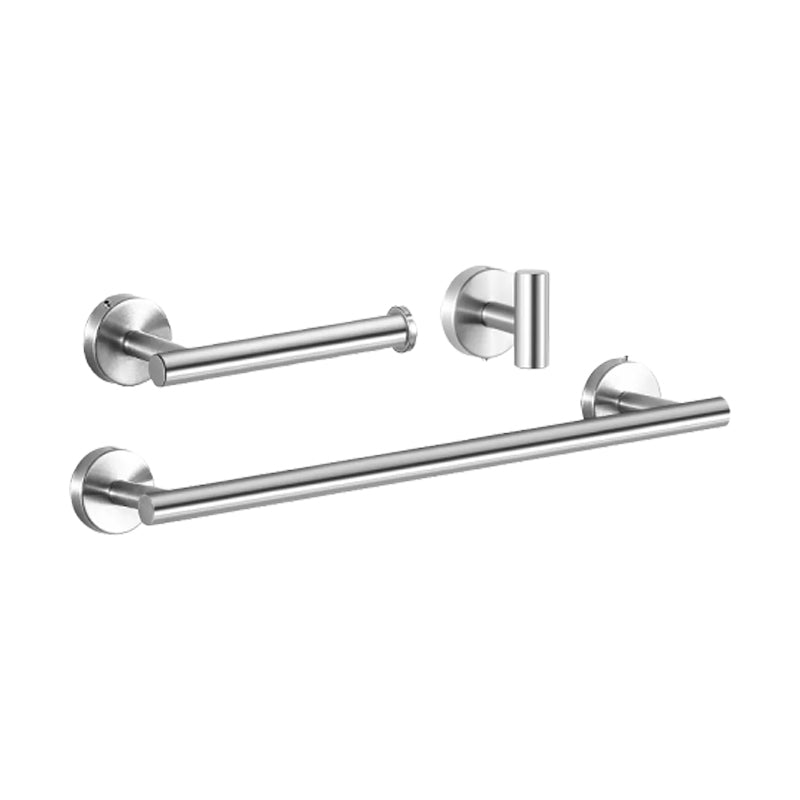 Modernes Badzubehör Set aus gebürstetem Edelstahl verchromt Handtuchstange/Ring & Bademantelhaken